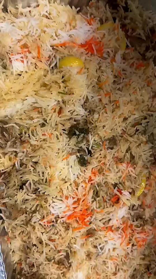 Veal biryani in a tray